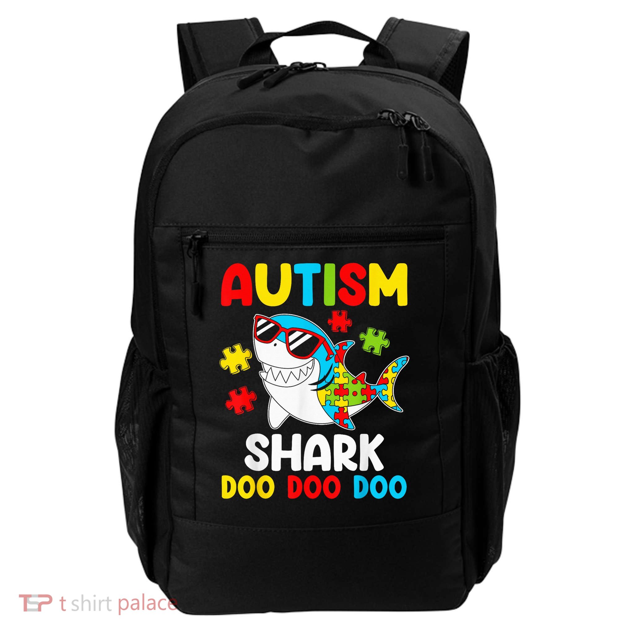 Autism Shark Puzzle Autism Awareness Day Shark Glasses Daily Commute Backpack