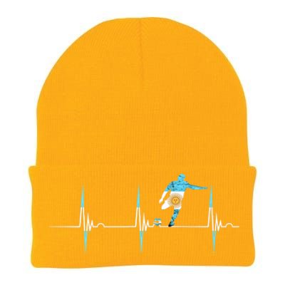 Argentina Soccer Player Ball Heartbeat EKG Pulse Argentina Knit Cap Winter Beanie