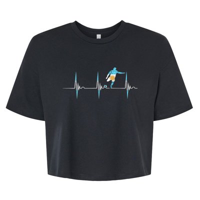 Argentina Soccer Player Ball Heartbeat EKG Pulse Argentina Bella+Canvas Jersey Crop Tee