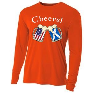 American Scottish Patriot US Flag Beer Drinks Scotland Grown Cooling Performance Long Sleeve Crew