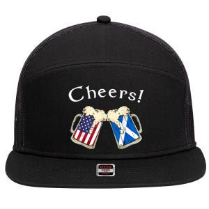 American Scottish Patriot US Flag Beer Drinks Scotland Grown 7 Panel Mesh Trucker Snapback Hat