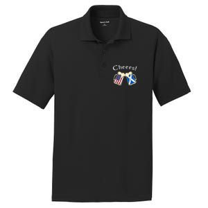 American Scottish Patriot US Flag Beer Drinks Scotland Grown PosiCharge RacerMesh Polo