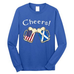 American Scottish Patriot US Flag Beer Drinks Scotland Grown Long Sleeve Shirt