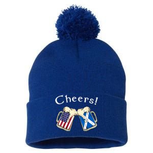 American Scottish Patriot US Flag Beer Drinks Scotland Grown Pom Pom 12in Knit Beanie