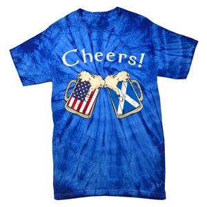 American Scottish Patriot US Flag Beer Drinks Scotland Grown Tie-Dye T-Shirt