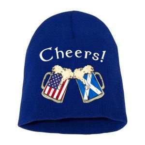 American Scottish Patriot US Flag Beer Drinks Scotland Grown Short Acrylic Beanie