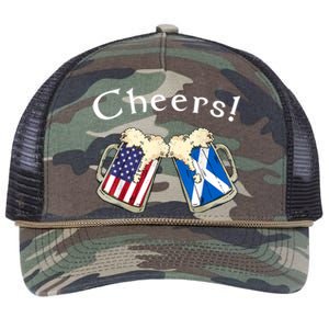 American Scottish Patriot US Flag Beer Drinks Scotland Grown Retro Rope Trucker Hat Cap