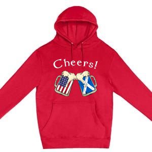 American Scottish Patriot US Flag Beer Drinks Scotland Grown Premium Pullover Hoodie