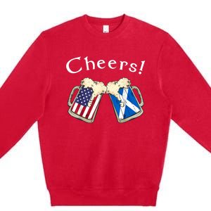 American Scottish Patriot US Flag Beer Drinks Scotland Grown Premium Crewneck Sweatshirt