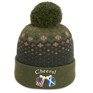 American Scottish Patriot US Flag Beer Drinks Scotland Grown The Baniff Cuffed Pom Beanie