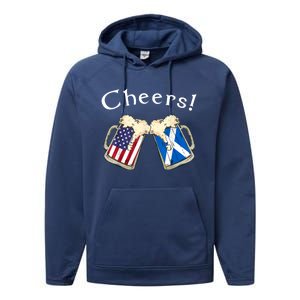 American Scottish Patriot US Flag Beer Drinks Scotland Grown Performance Fleece Hoodie