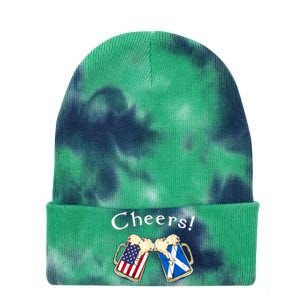 American Scottish Patriot US Flag Beer Drinks Scotland Grown Tie Dye 12in Knit Beanie