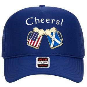 American Scottish Patriot US Flag Beer Drinks Scotland Grown High Crown Mesh Back Trucker Hat