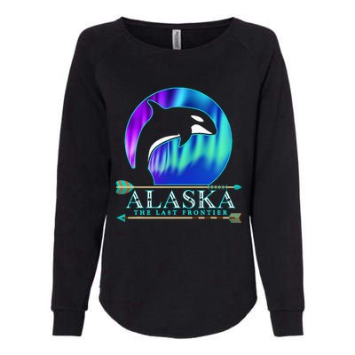 Alaska State Pride Alaska Northern Lights Alaskan Orca Whale Womens California Wash Sweatshirt