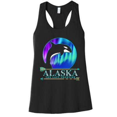 Alaska State Pride Alaska Northern Lights Alaskan Orca Whale Women's Racerback Tank