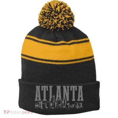 Atlanta Skyline Pride Georgia Vintage Atlanta Stripe Pom Pom Beanie