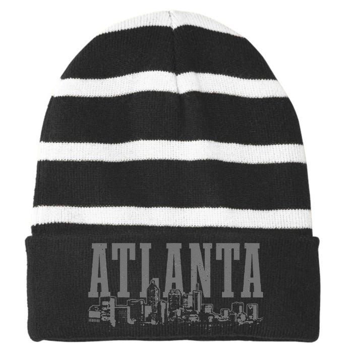 Atlanta Skyline Pride Georgia Vintage Atlanta Striped Beanie with Solid Band