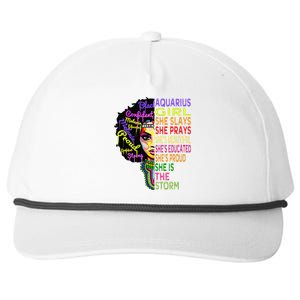 Aquarius She Prays She Slays January February Birthday Snapback Five-Panel Rope Hat