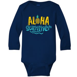 Aloha Summer Pineapple Tropical Baby Long Sleeve Bodysuit