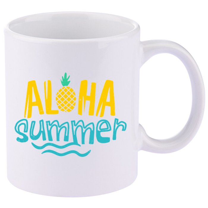 Aloha Summer Pineapple Tropical 11oz C Handle Ceramic Mug