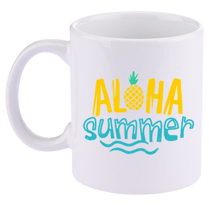 Aloha Summer Pineapple Tropical 11oz C Handle Ceramic Mug