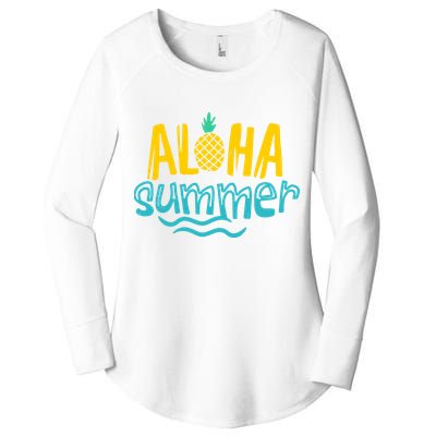 Aloha Summer Pineapple Tropical Women's Perfect Tri Tunic Long Sleeve Shirt