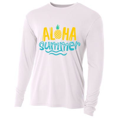 Aloha Summer Pineapple Tropical Cooling Performance Long Sleeve Crew