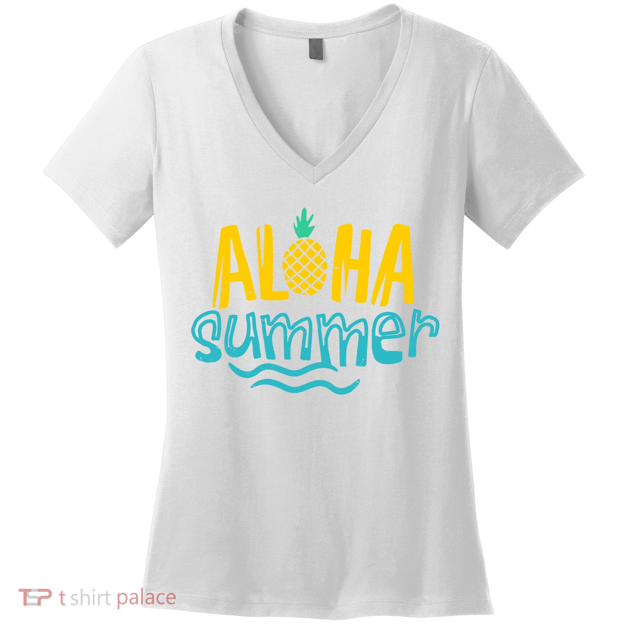 Aloha Summer Pineapple Tropical Women's V-Neck T-Shirt