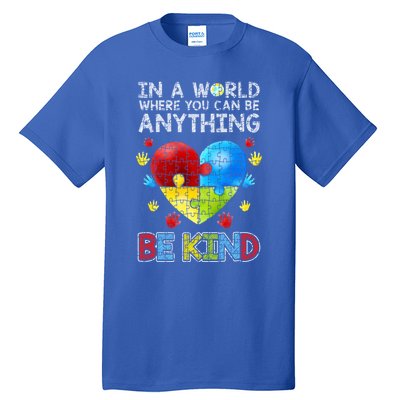 Autistic Support Puzzle Be Kind Autism Awareness Meaningful Gift Tall T-Shirt