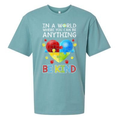 Autistic Support Puzzle Be Kind Autism Awareness Meaningful Gift Sueded Cloud Jersey T-Shirt