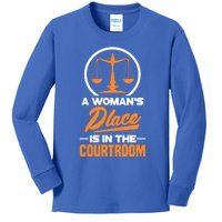 A 'S Place Is In The Courtroom Funny Lawyer Attorney Gift Kids Long Sleeve Shirt