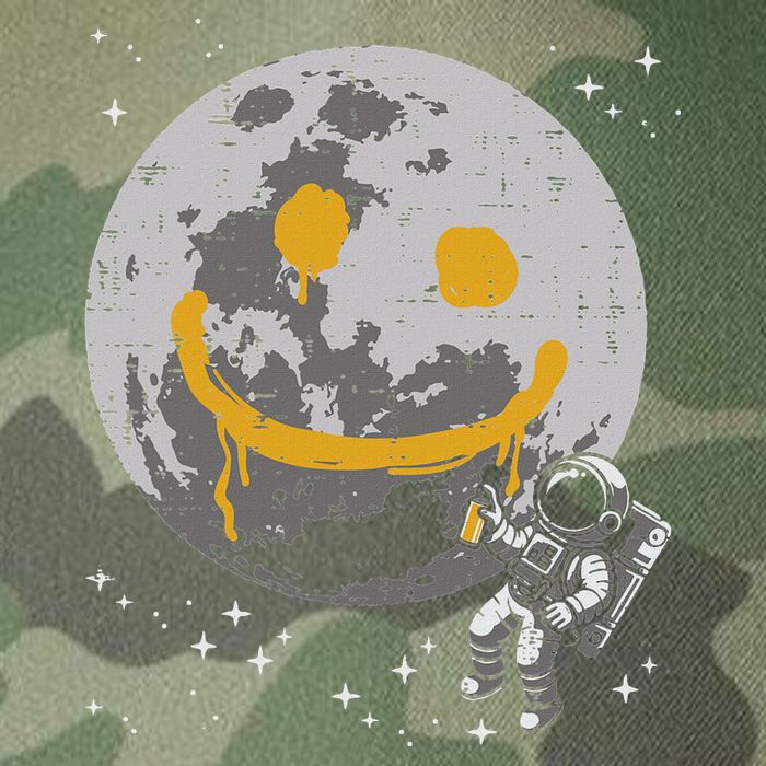 Astronaut Spray Paint Moon Smile Face Space Legacy Tie Dye Trucker Hat