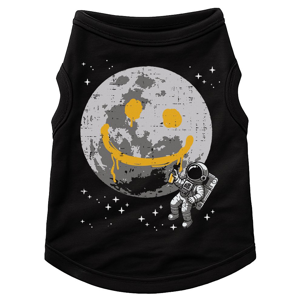 Astronaut Spray Paint Moon Smile Face Space Doggie Tank