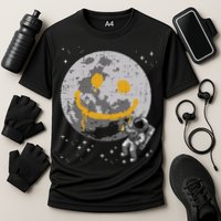 Astronaut Spray Paint Moon Smile Face Space Performance Shirt