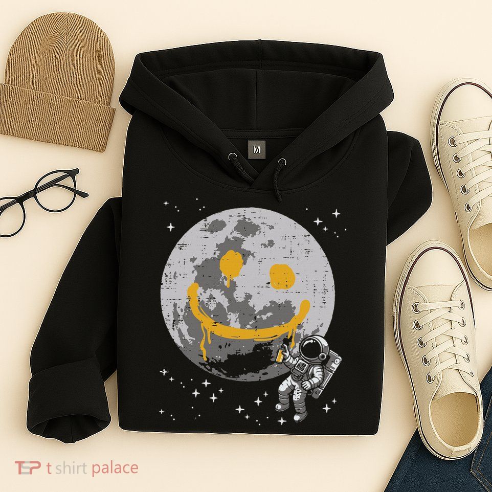 Astronaut Spray Paint Moon Smile Face Space Hoodie