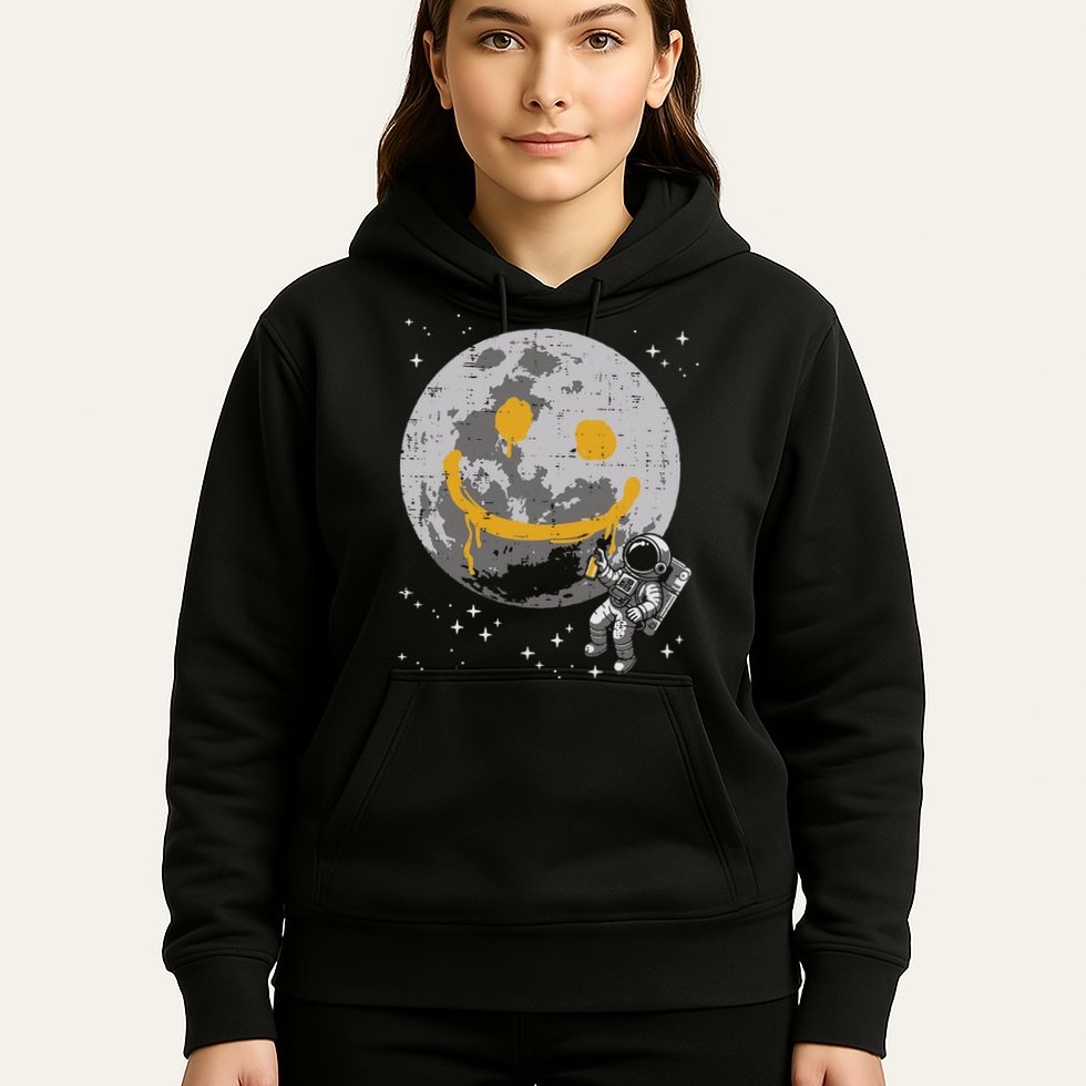 Astronaut Spray Paint Moon Smile Face Space Hoodie