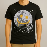 Astronaut Spray Paint Moon Smile Face Space T-Shirt