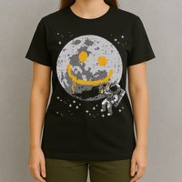 Astronaut Spray Paint Moon Smile Face Space T-Shirt