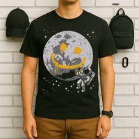 Astronaut Spray Paint Moon Smile Face Space T-Shirt