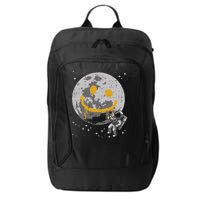 Astronaut Spray Paint Moon Smile Face Space City Backpack