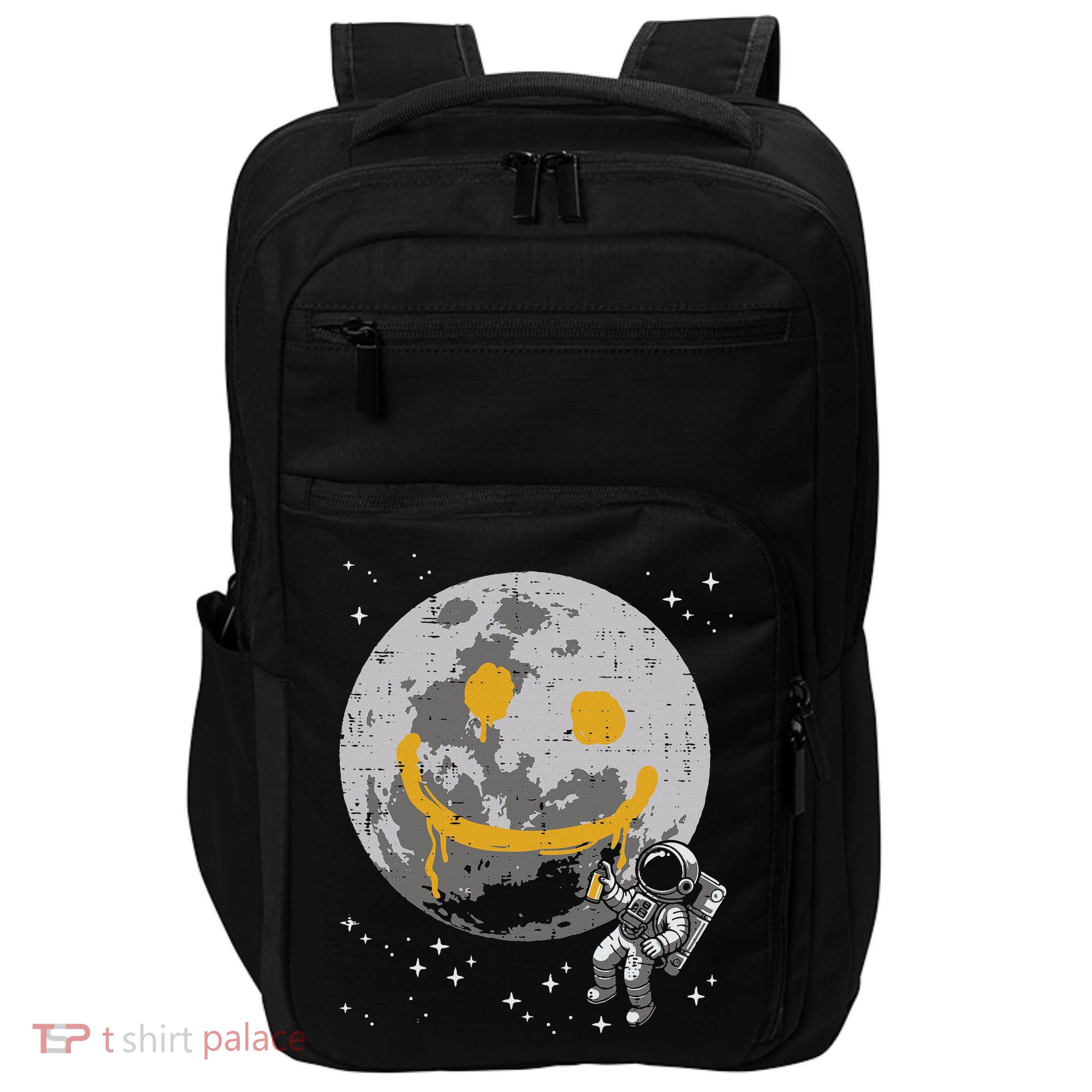 Astronaut Spray Paint Moon Smile Face Space Impact Tech Backpack