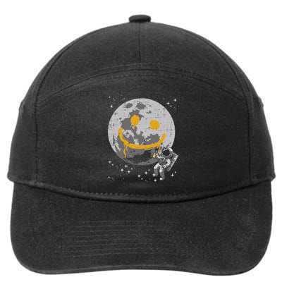 Astronaut Spray Paint Moon Smile Face Space 7-Panel Snapback Hat
