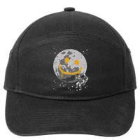 Astronaut Spray Paint Moon Smile Face Space 7-Panel Snapback Hat