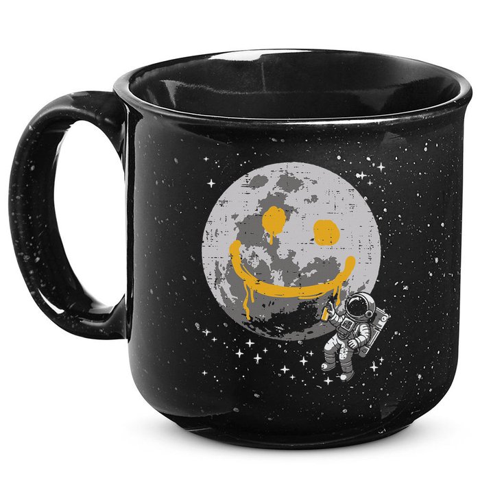 Astronaut Spray Paint Moon Smile Face Space 15oz Campfire Ceramic Mug