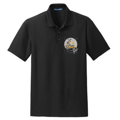 Astronaut Spray Paint Moon Smile Face Space Dry Zone Grid Polo