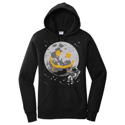 Astronaut Spray Paint Moon Smile Face Space Women's Pullover Hoodie