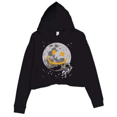 Astronaut Spray Paint Moon Smile Face Space Crop Fleece Hoodie
