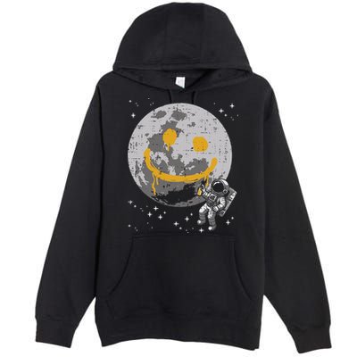 Astronaut Spray Paint Moon Smile Face Space Premium Pullover Hoodie