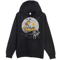 Astronaut Spray Paint Moon Smile Face Space Premium Pullover Hoodie