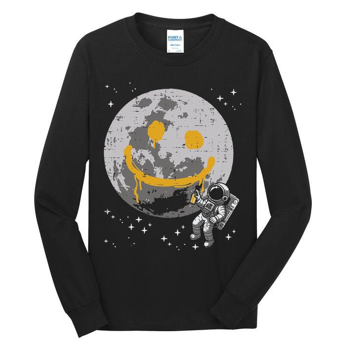 Astronaut Spray Paint Moon Smile Face Space Tall Long Sleeve T-Shirt